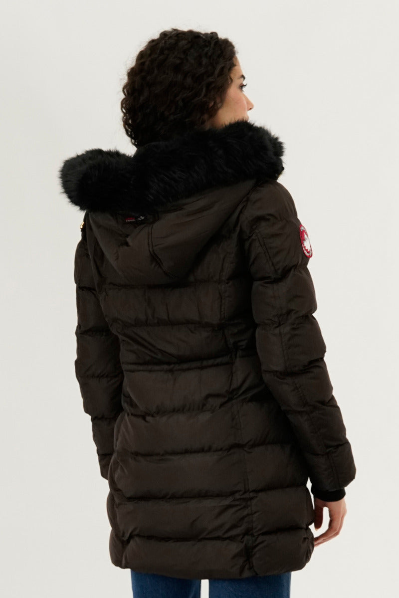 Canada Weather Gear Tie Waist Puffer Parka Jacket - Brown - Womens Parka Jackets - Canada Weather Gear