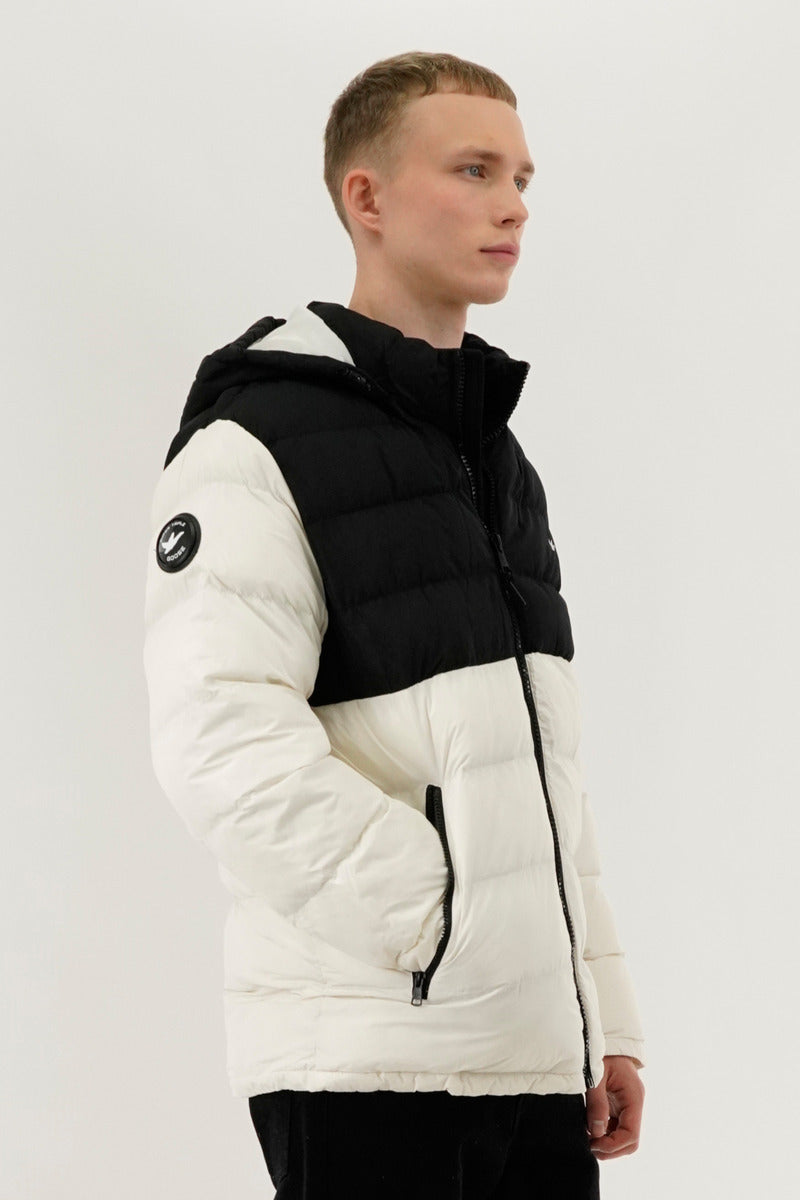 Super Triple Goose Colour Block Puffer Bomber Jacket - White - Mens Bomber Jackets - Canada Weather Gear