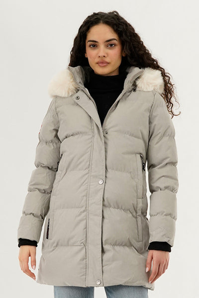 Canada Weather Gear Hip Length Parka Jacket - Grey - Womens Parka Jackets - Canada Weather Gear