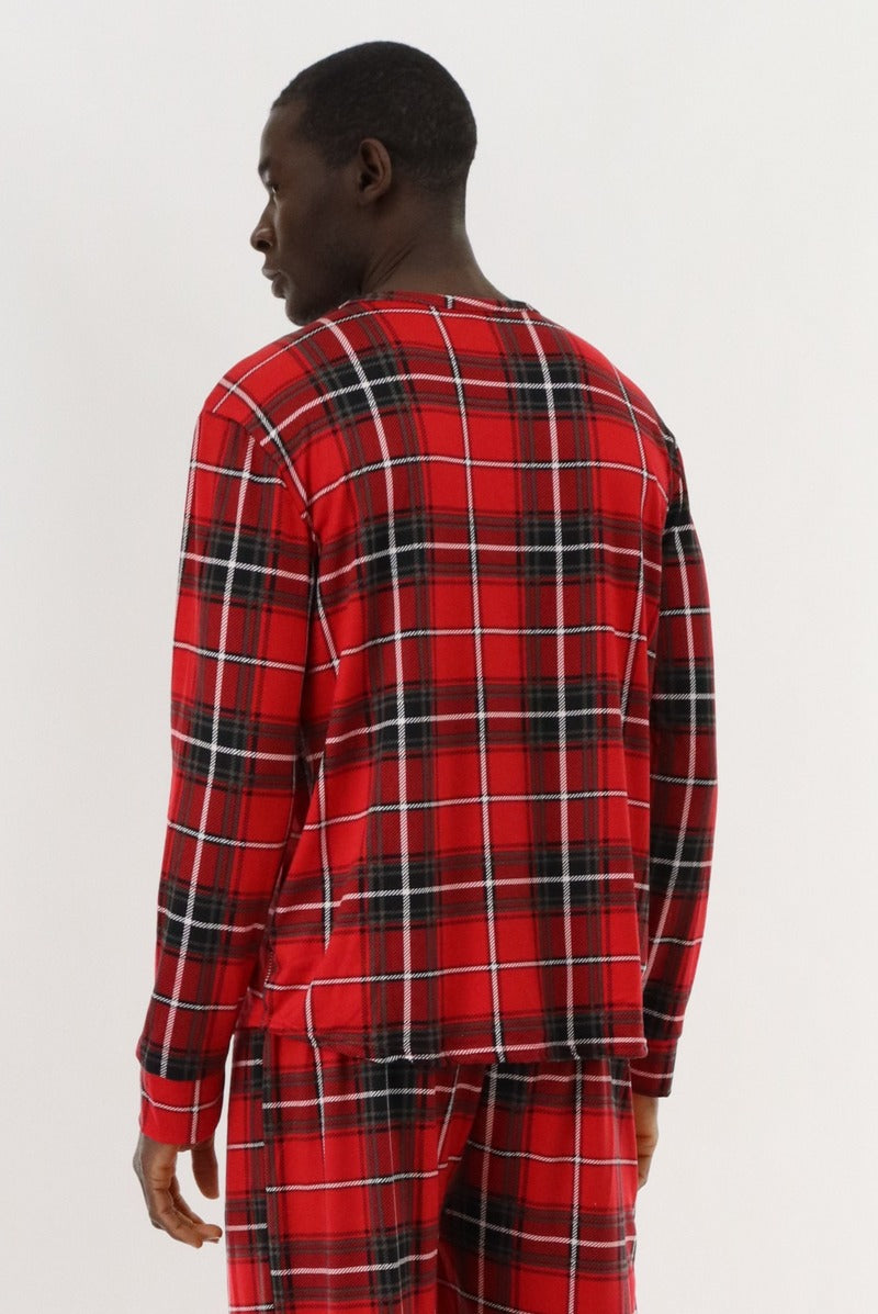 Canada Weather Gear Long Sleeve Printed Pajama Top - Red - Mens Pajamas - Canada Weather Gear