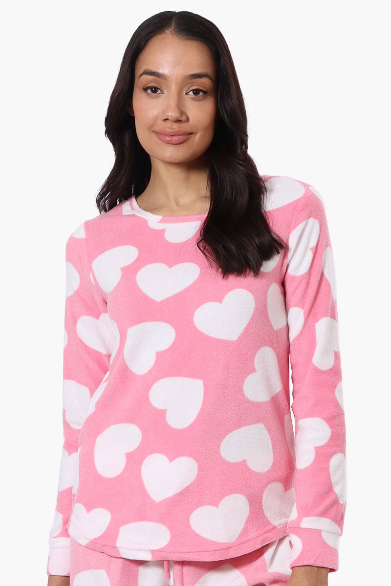 Canada Weather Gear Heart Pattern Pajama Top - Pink - Womens Pajamas - Canada Weather Gear