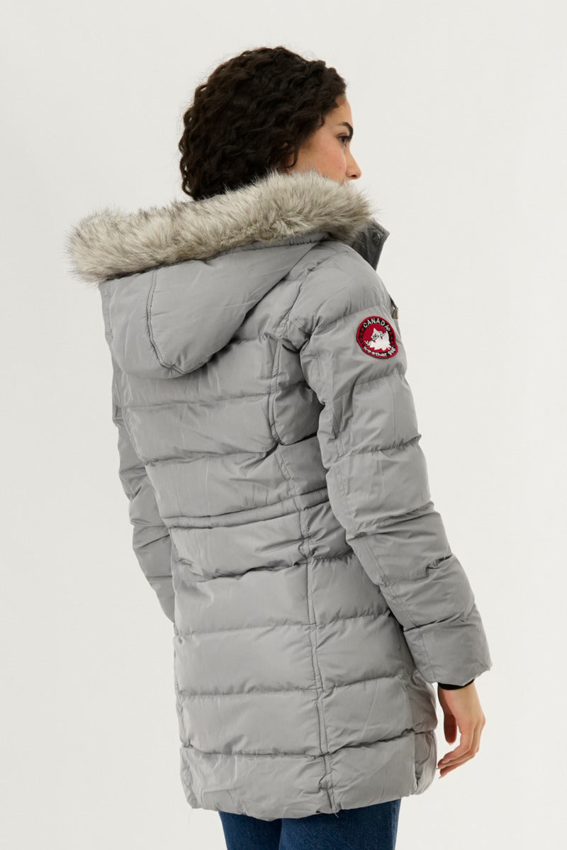 Canada Weather Gear Tie Waist Puffer Parka Jacket - Stone - Womens Parka Jackets - Canada Weather Gear
