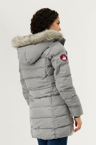 Canada Weather Gear Tie Waist Puffer Parka Jacket - Stone - Womens Parka Jackets - Canada Weather Gear