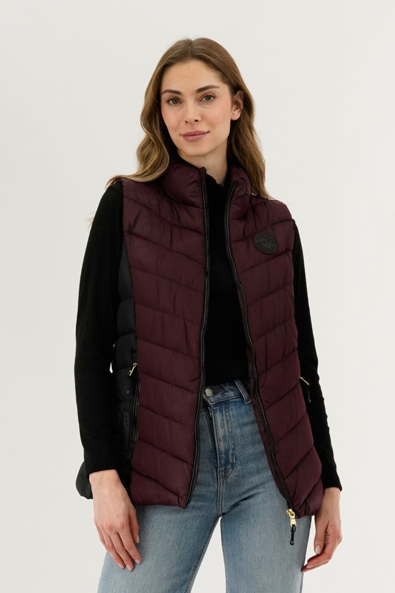 Canada Weather Gear Chevron Quilted Vest - Burgundy