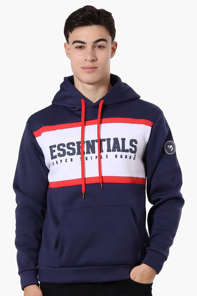 Essentials Super Triple Goose Striped Logo Hoodie - Navy - Mens Hoodies & Sweatshirts - Canada Weather Gear