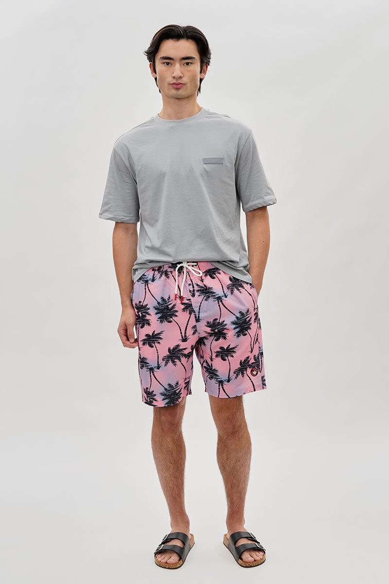Canada Weather Gear Palm Tee Print Swim Shorts - Pink - Mens Shorts & Capris - Canada Weather Gear
