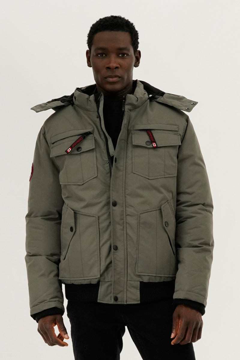 Canada Weather Gear Puffer Bomber Jacket - Grey - Mens Bomber Jackets - Canada Weather Gear