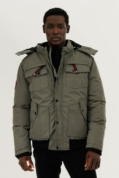 Canada Weather Gear Puffer Bomber Jacket - Grey - Mens Bomber Jackets - Canada Weather Gear