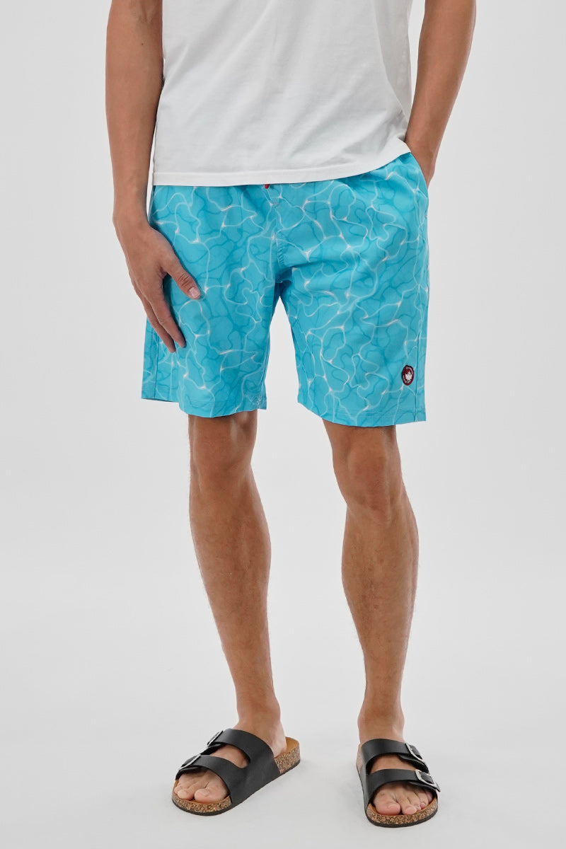 Canada Weather Gear Patterned Elastic Surf Shorts - Aqua - Mens Shorts & Capris - Canada Weather Gear