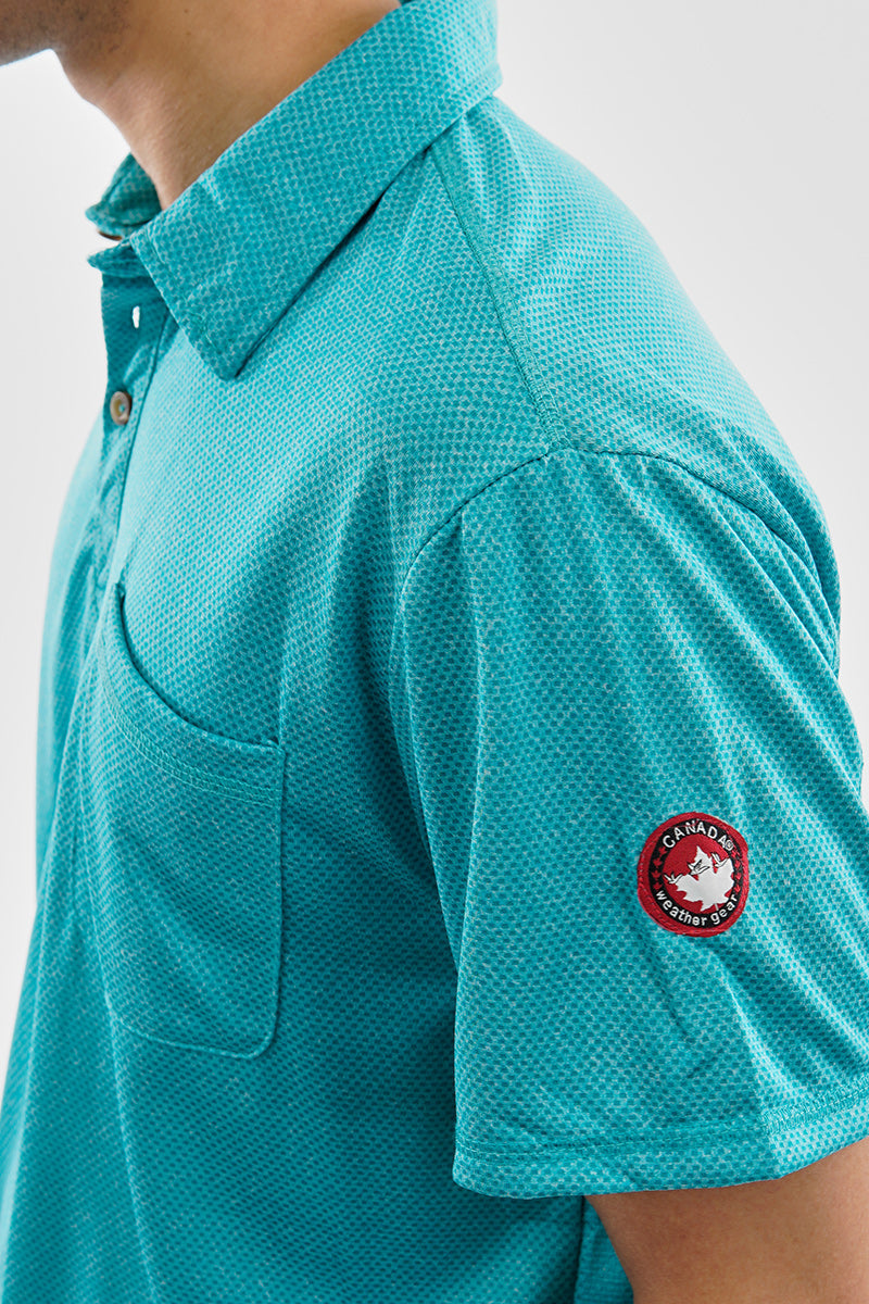 Canada Weather Gear Waffle Texture Polo Shirt - Turquoise - Mens Polo Shirts - Canada Weather Gear