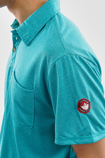 Canada Weather Gear Waffle Texture Polo Shirt - Turquoise - Mens Polo Shirts - Canada Weather Gear