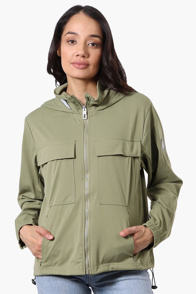 Canada Weather Gear Hooded 4 Pocket Zip Up Lightweight Jacket - Olive - Womens Lightweight Jackets - Canada Weather Gear