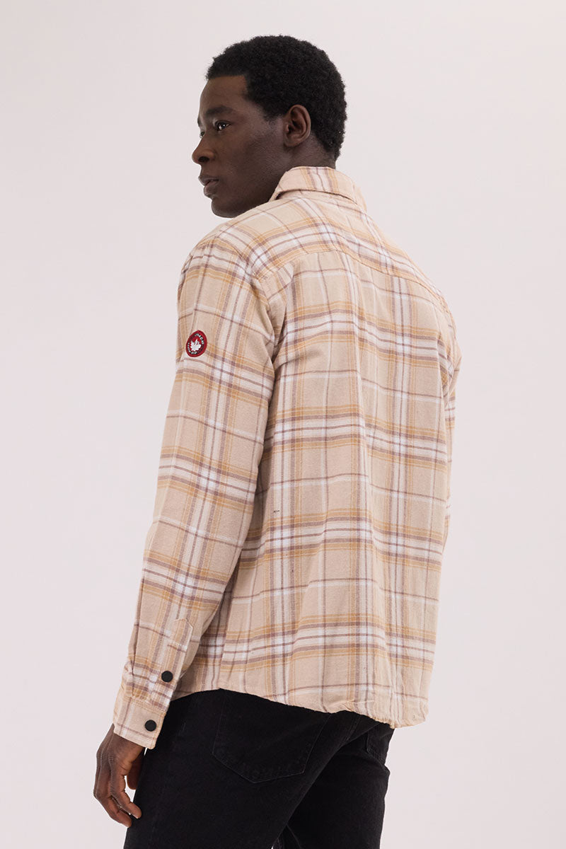 Canada Weather Gear Plaid Button Up Casual Shirt - Cream