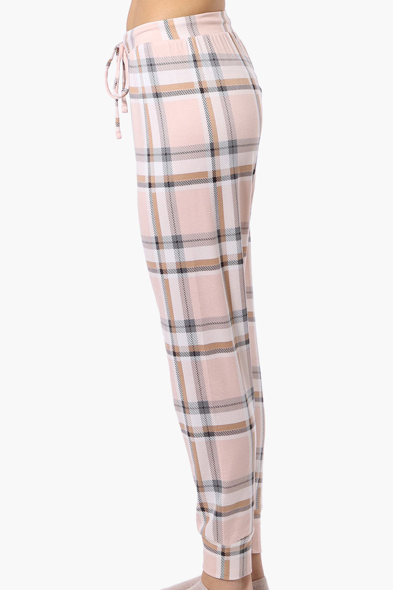 Canada Weather Gear Plaid Tie Waist Pajama Bottoms - Blush - Womens Pajamas - Canada Weather Gear