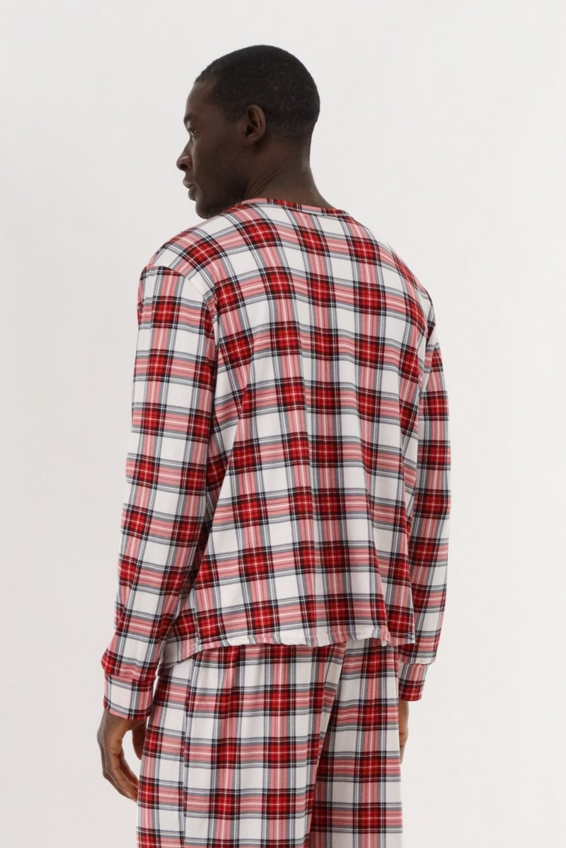 Canada Weather Gear Long Sleeve Printed Pajama Top - Red - Mens Pajamas - Canada Weather Gear