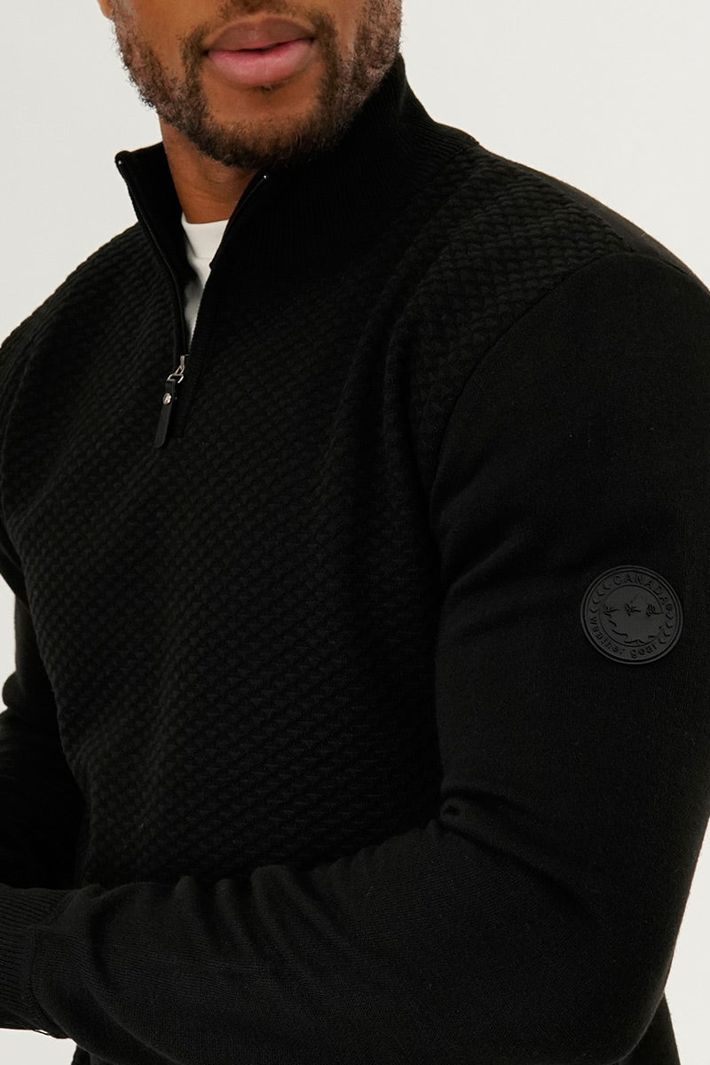 Canada Weather Gear 1/4 Zip Pullover Sweater - Black - Mens Pullover Sweaters - Canada Weather Gear