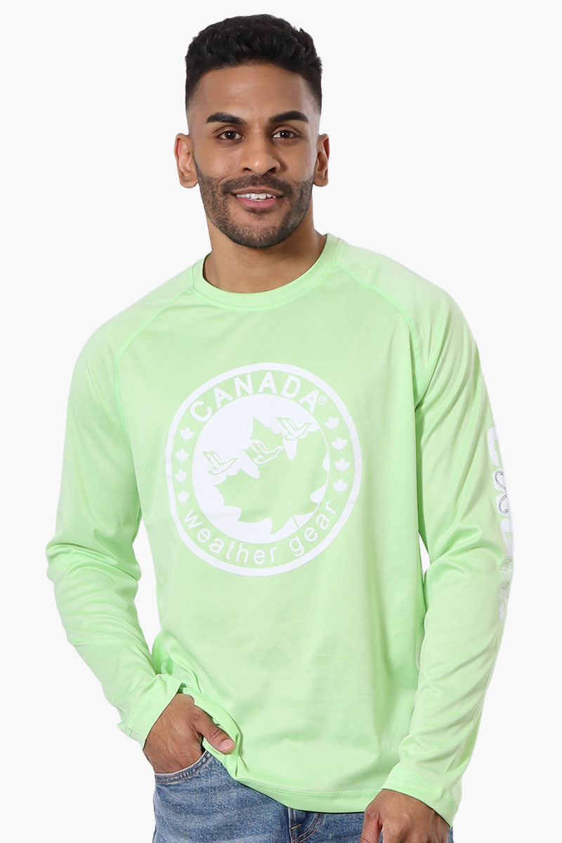 Canada Weather Gear Athletic Chest Logo Long Sleeve Top - Green - Mens Long Sleeve Tops - Canada Weather Gear