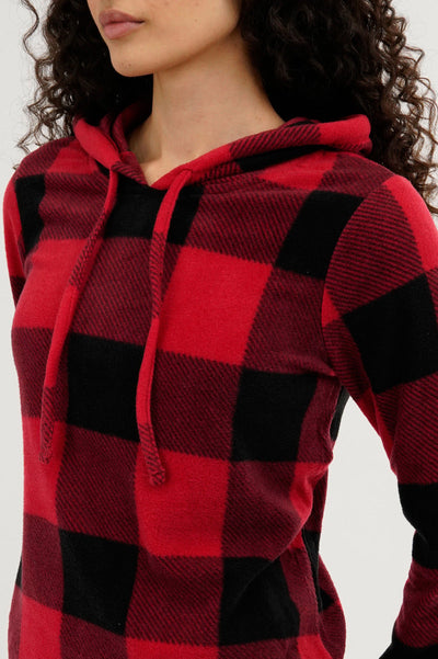 Canada Weather Gear Plaid Hooded Pajama Top - Red - Womens Pajamas - Canada Weather Gear