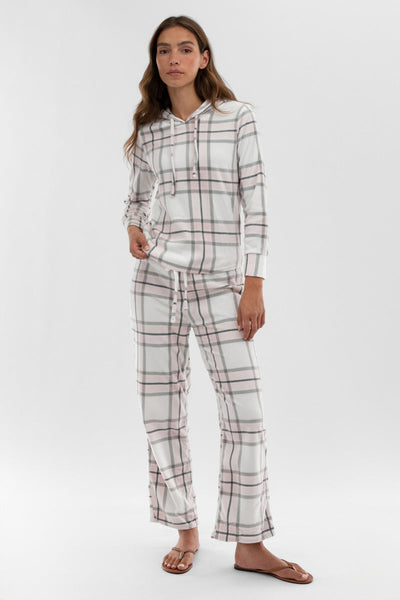 Canada Weather Gear Plaid Hooded Pajama Top - Blush - Womens Pajamas - Canada Weather Gear