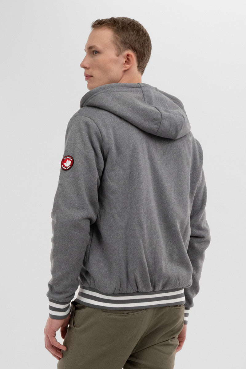 Fleece Lined Zip Up Hoodie - Grey