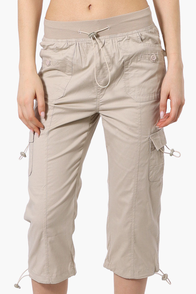 Canada Weather Gear Bungee Waist Cargo Capris - Beige - Womens Shorts & Capris - Canada Weather Gear