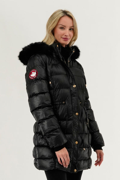 Canada Weather Gear Tie Waist Puffer Parka Jacket - Black - Womens Parka Jackets - Canada Weather Gear