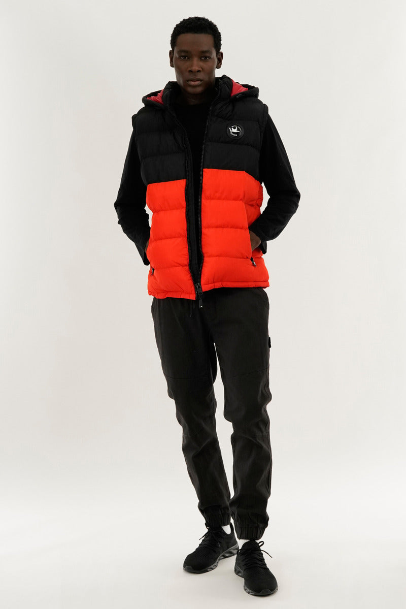 Colour Block Hooded Vest - Orange