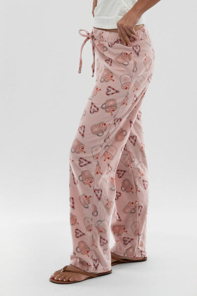 Canada Weather Gear Festive Print Wide Leg Pajama Pants - Pink - Womens Pajamas - Canada Weather Gear