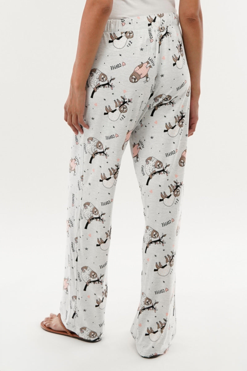Canada Weather Gear Sloth Print Wide Leg Pajama Pants - Grey - Womens Pajamas - Canada Weather Gear