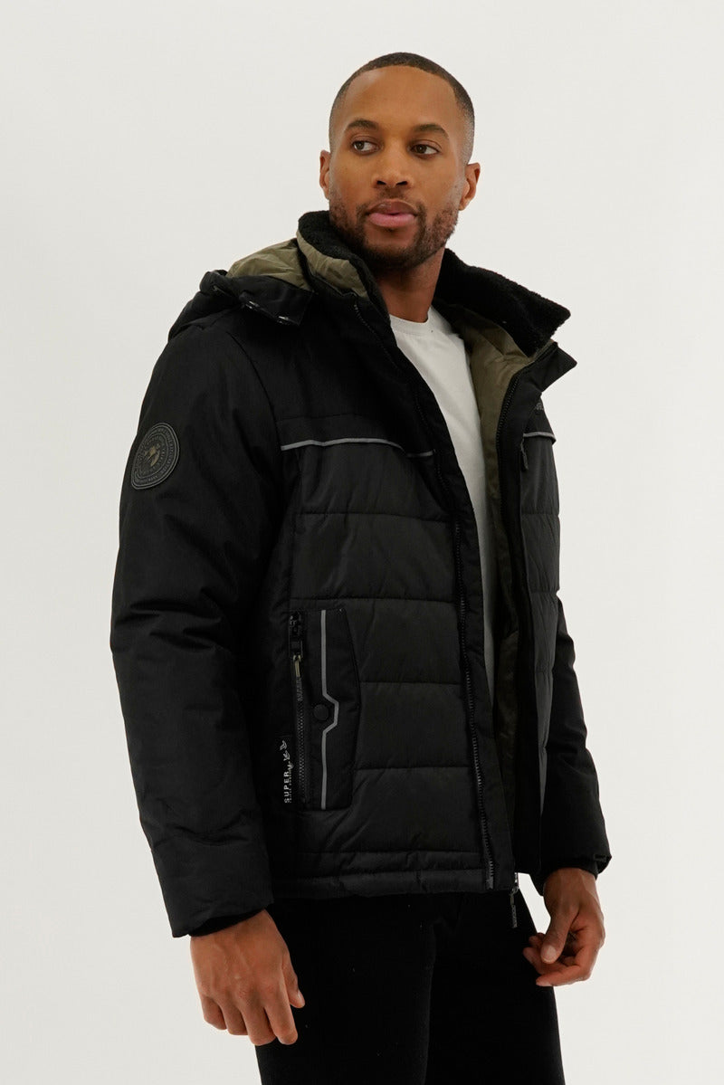 Super Triple Goose Contrast Lining Puffer Bomber Jacket - Olive - Mens Bomber Jackets - Canada Weather Gear