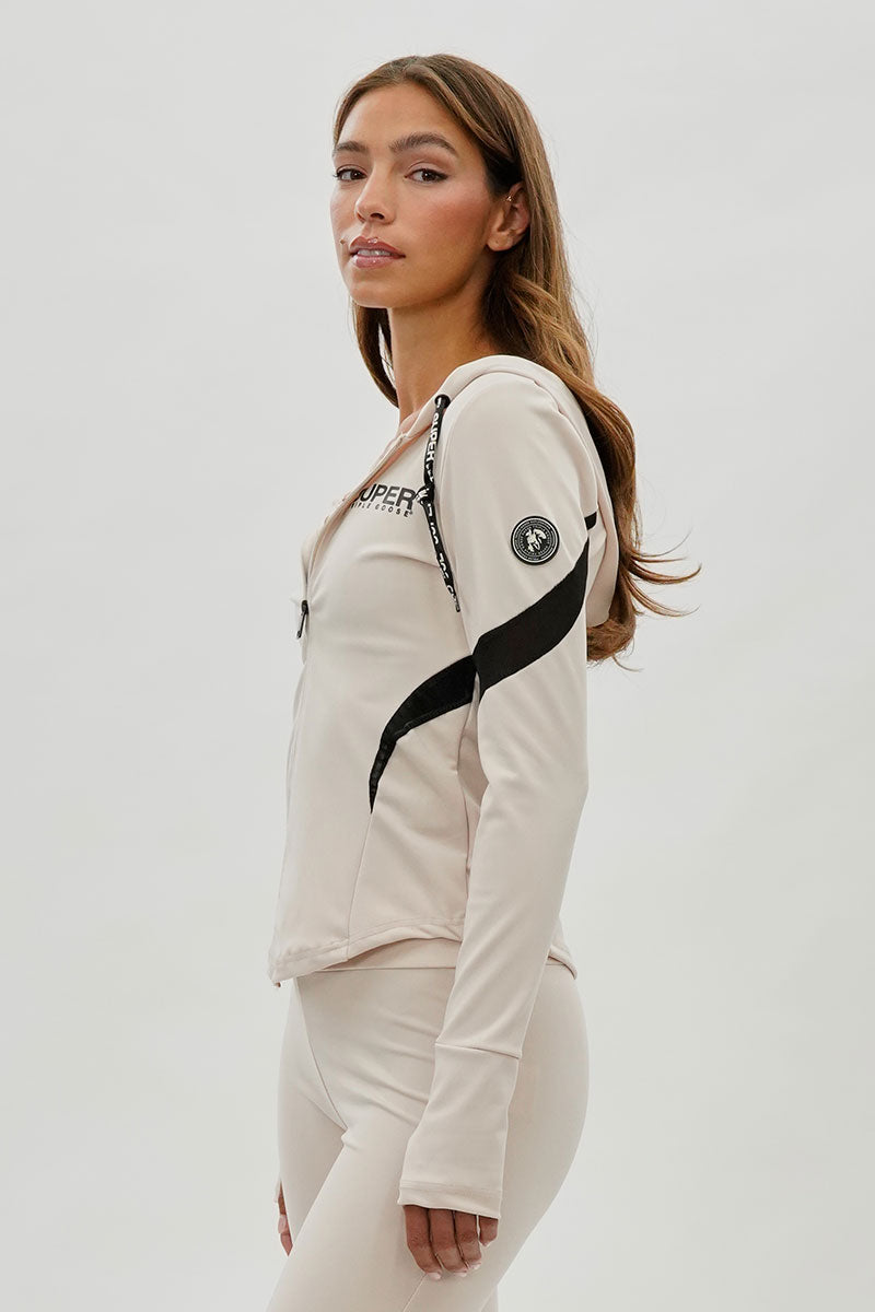 Super Triple Goose Zip Up Active Hoodie - Beige - Womens Hoodies & Sweatshirts - Canada Weather Gear