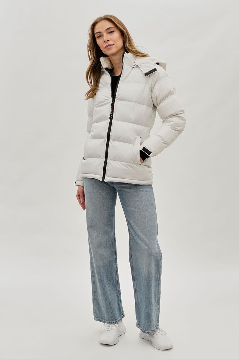 Canada Weather Gear Sherpa Lined Collar Bomber Jacket - White
