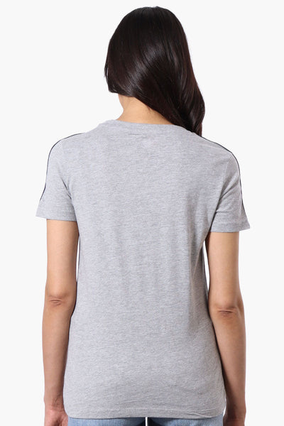 Canada Weather Gear 67 Print Stripe Detail Tee - Grey - Womens Tees & Tank Tops - Canada Weather Gear