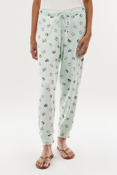 Canada Weather Gear Coffee Print Tie Waist Pajama Pants - Mint - Womens Pajamas - Canada Weather Gear