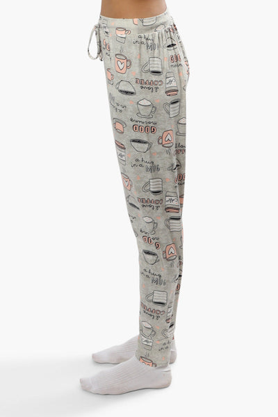 Cuddly Canuckies Coffee Print Pajama Pants - Grey - Womens Pajamas - Canada Weather Gear