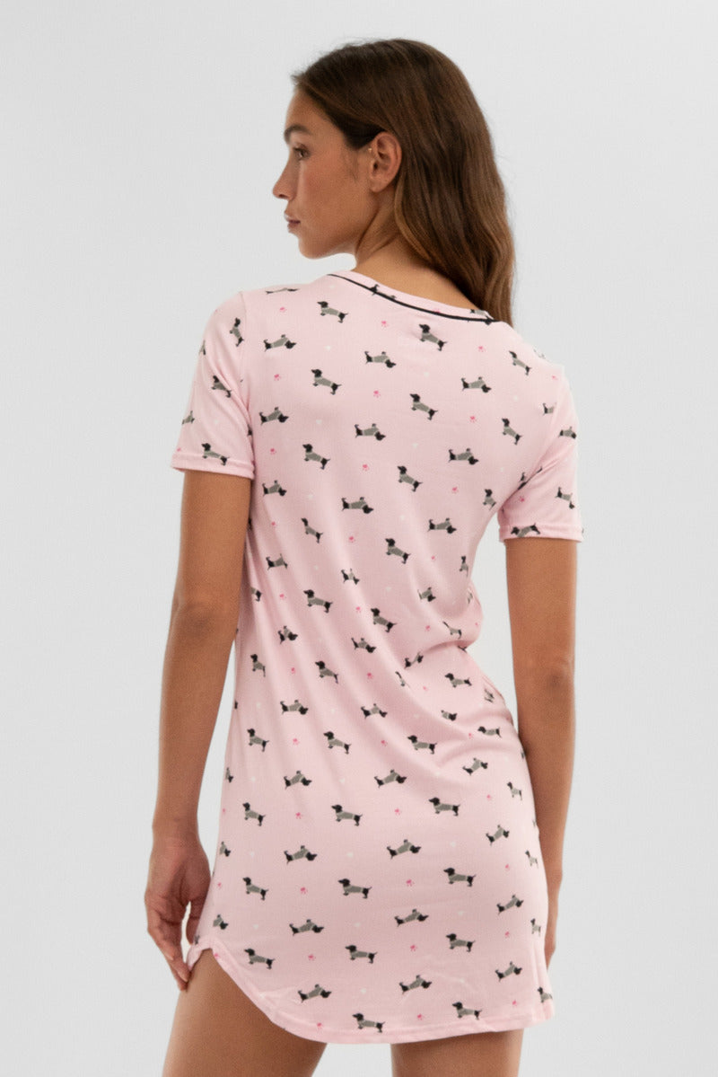 Canada Weather Gear Dog Print Tunic Pajama Top - Pink - Womens Pajamas - Canada Weather Gear