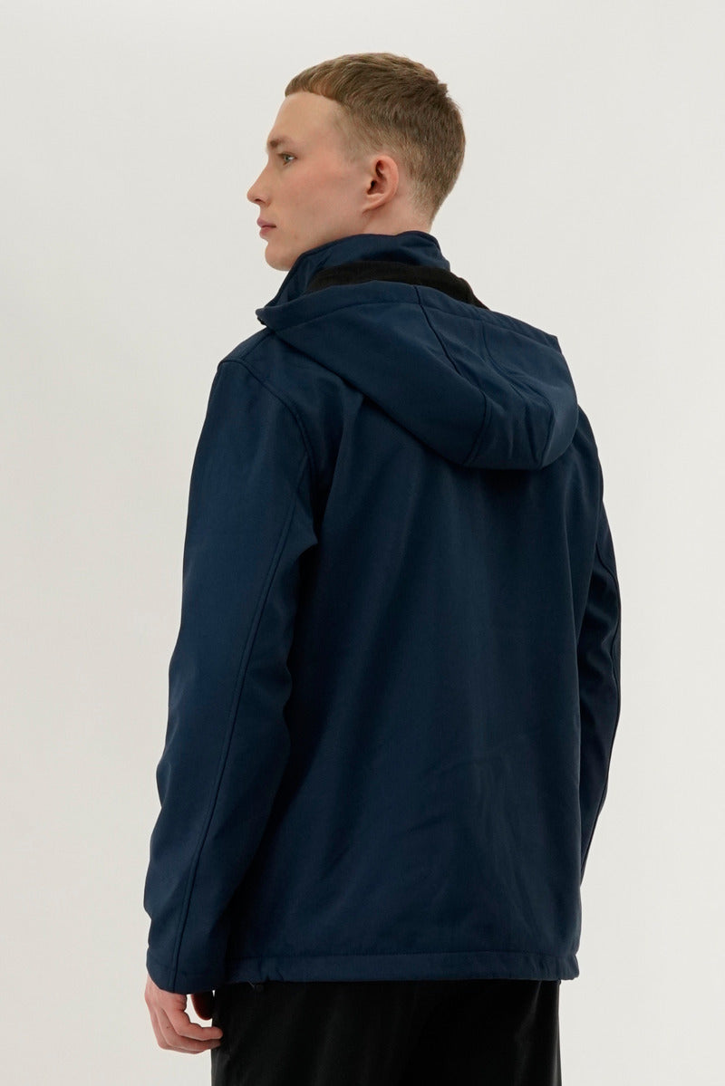 Canada Weather Gear Soft Shell Hooded Lightweight Jacket - Navy - Mens Lightweight Jackets - Canada Weather Gear