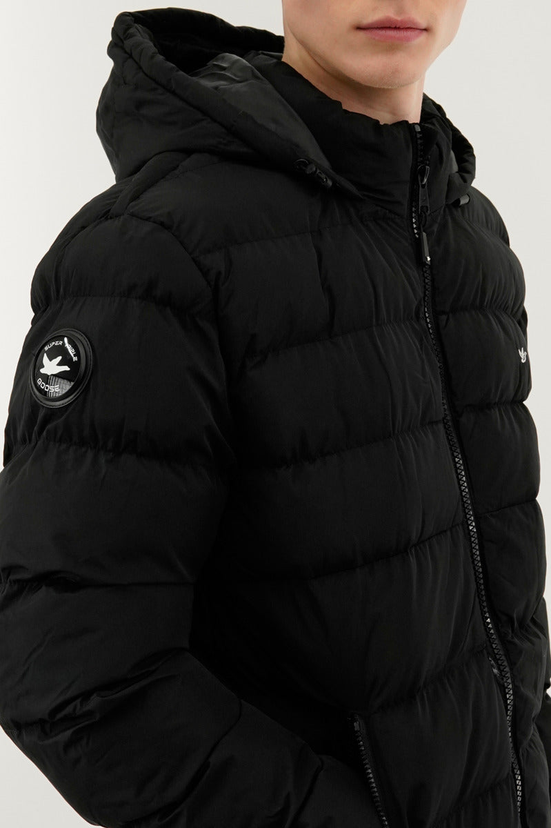 Super Triple Goose Colour Block Puffer Bomber Jacket - Black - Mens Bomber Jackets - Canada Weather Gear