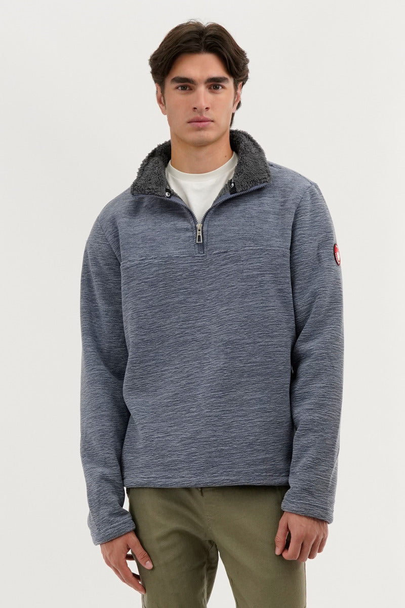 Canada Weather Gear Sherpa Lined 1/4 Zip Pullover Sweater - Navy - Mens Pullover Sweaters - Canada Weather Gear