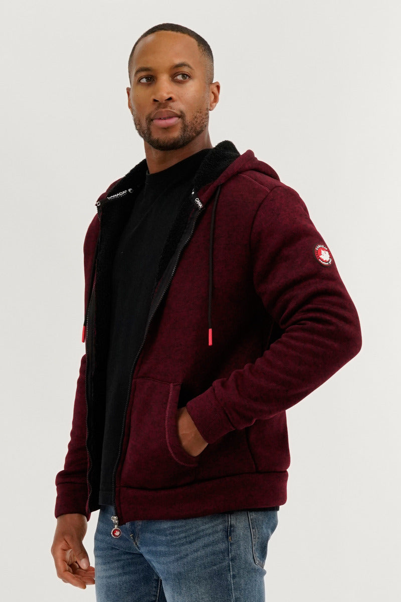 Canada Weather Gear Sherpa Lined Lightweight Jacket - Burgundy - Mens Lightweight Jackets - Canada Weather Gear