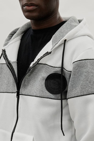 Super Triple Goose Colour Block Zip Up Hoodie - White