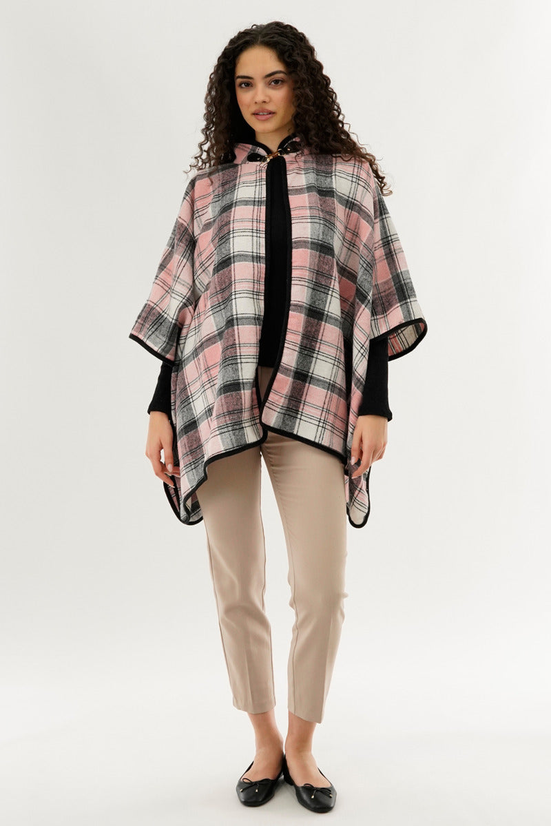 Canada Weather Gear Plaid Tartan Poncho - Pink - Womens Ponchos - Canada Weather Gear