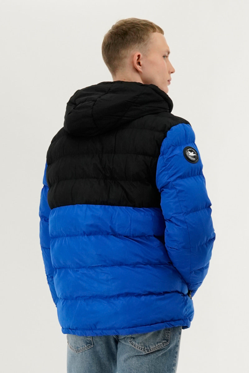 Super Triple Goose Colour Block Puffer Bomber Jacket - Navy - Mens Bomber Jackets - Canada Weather Gear
