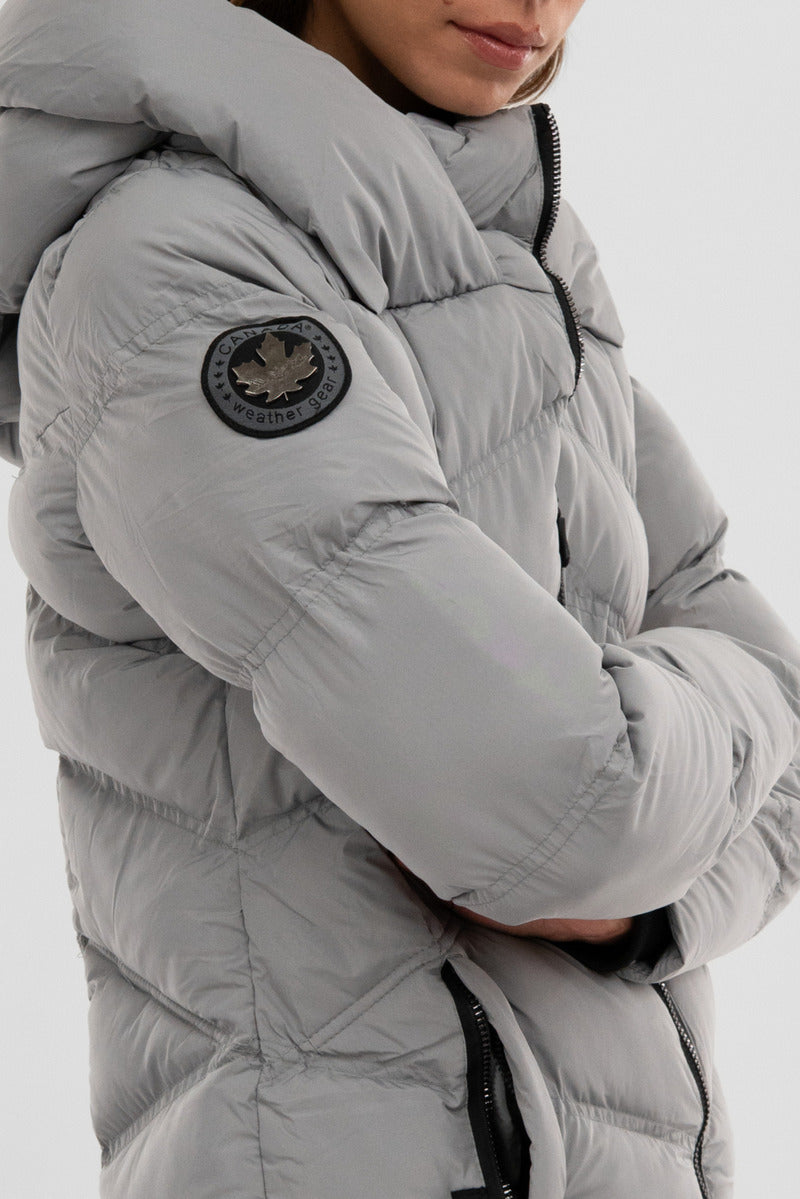 Canada Weather Gear Chevron Quilted Parka Jacket - Grey