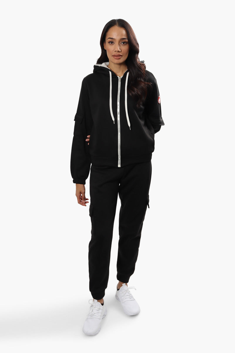 Canada Weather Gear Pocket Sleeve Sherpa Hoodie - Black - Womens Hoodies & Sweatshirts - Canada Weather Gear