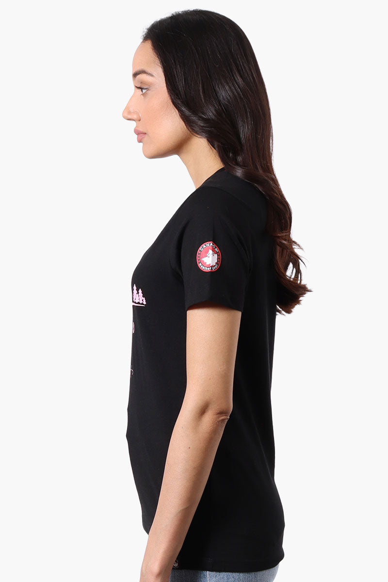 Canada Weather Gear Adventure Awaits Print Tee - Black - Womens Tees & Tank Tops - Canada Weather Gear