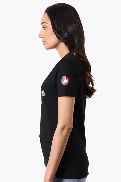 Canada Weather Gear Adventure Awaits Print Tee - Black - Womens Tees & Tank Tops - Canada Weather Gear