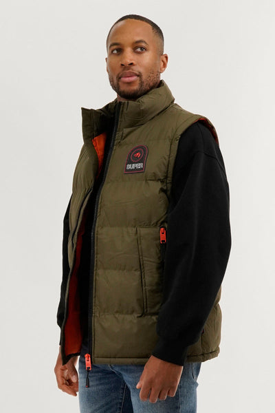 Super Triple Goose Double Pocket Bubble Vest - Olive - Mens Vests - Canada Weather Gear