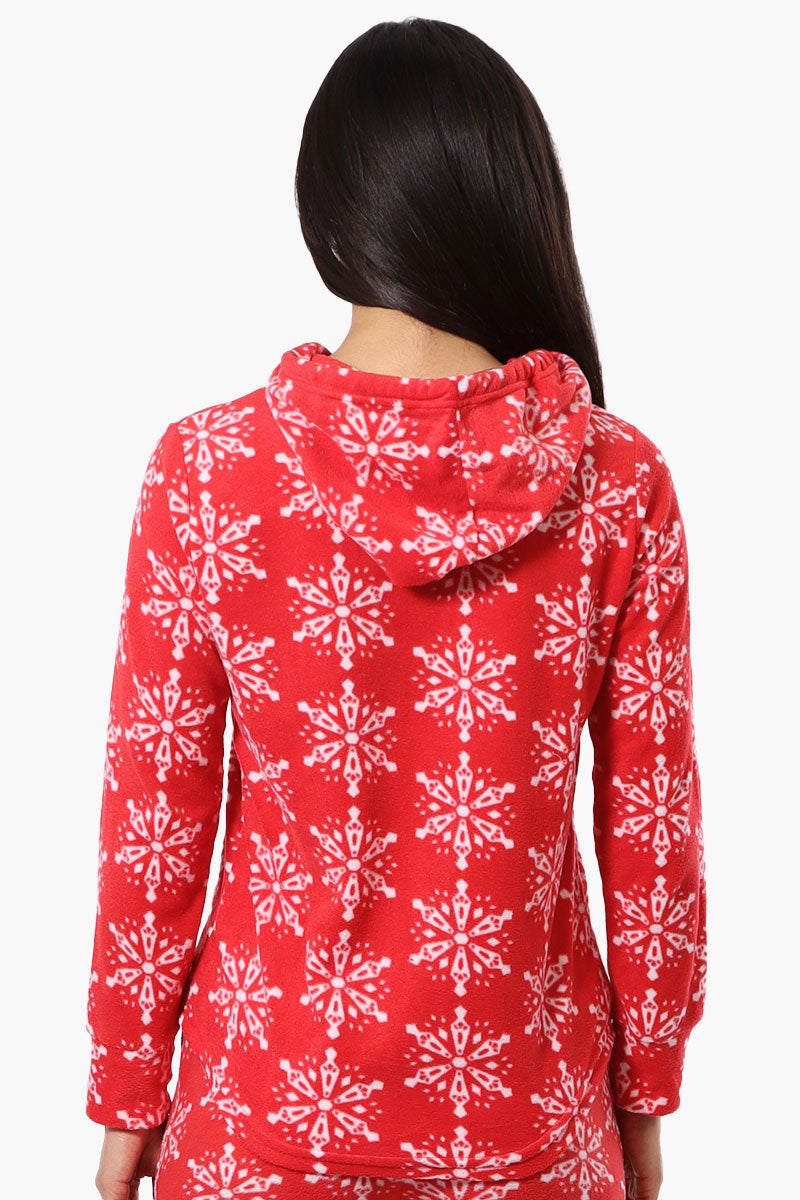 Canada Weather Gear Snowflake Pattern Hooded Pajama Top - Red - Womens Pajamas - Canada Weather Gear