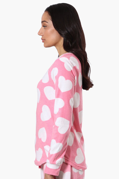 Canada Weather Gear Heart Pattern Pajama Top - Pink - Womens Pajamas - Canada Weather Gear